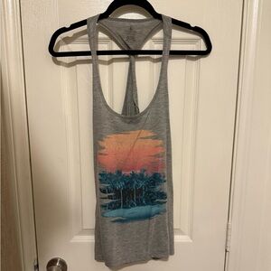 VOLCOM Gray Graphic Tank Top with Sunset Design